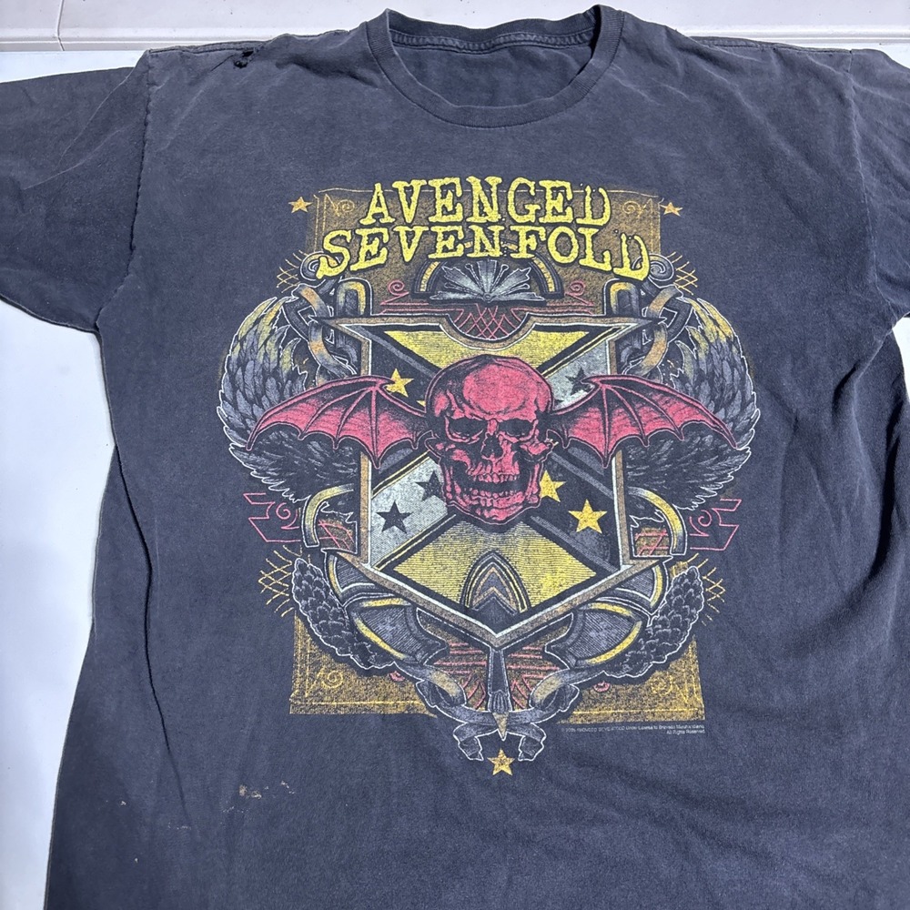 AVENGED SEVENFOLD Old 2008 Design T-SHIRT Mens LARGE MetalCore A7X Punk Band L